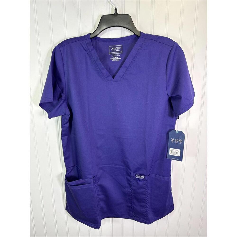 Revolution by Cherokee Workwear Women's V-Neck Solid Scrub Top M Purple